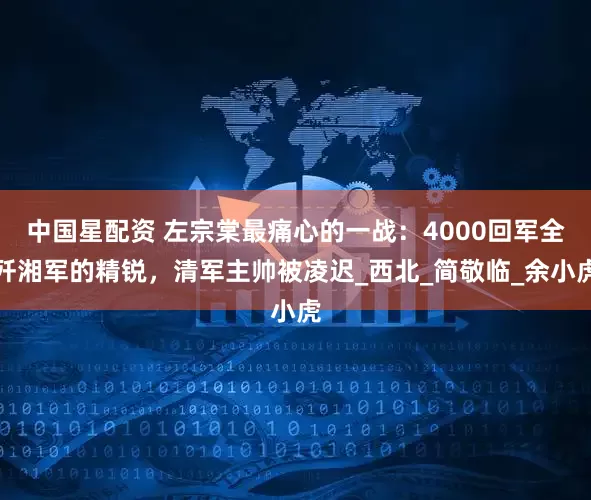 中国星配资 左宗棠最痛心的一战：4000回军全歼湘军的精锐，清军主帅被凌迟_西北_简敬临_余小虎